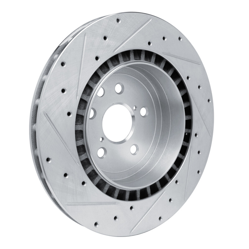Lexus IS F Brake Rotor (1) - Rear Right - R1 Concepts - Drilled & Slotted - Silver - `08-`14